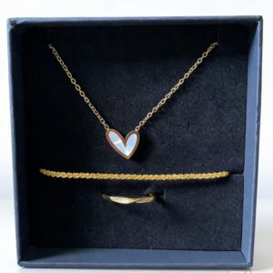 3pcs Golden Accessory Set, Featuring A Trio With A Gold Texture Necklace  Bracelet  Ring, An Elegant And Sophisticated Golden Ensemble