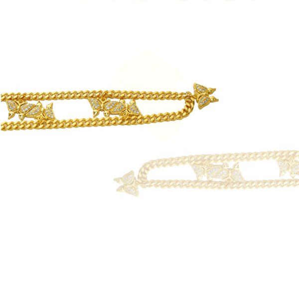 24K Gold Over Butterfly Design Jewelry, Micro-Inlaid Mossanite Women's Tennis Necklace, Effortless Grace For Her Delicate Neck