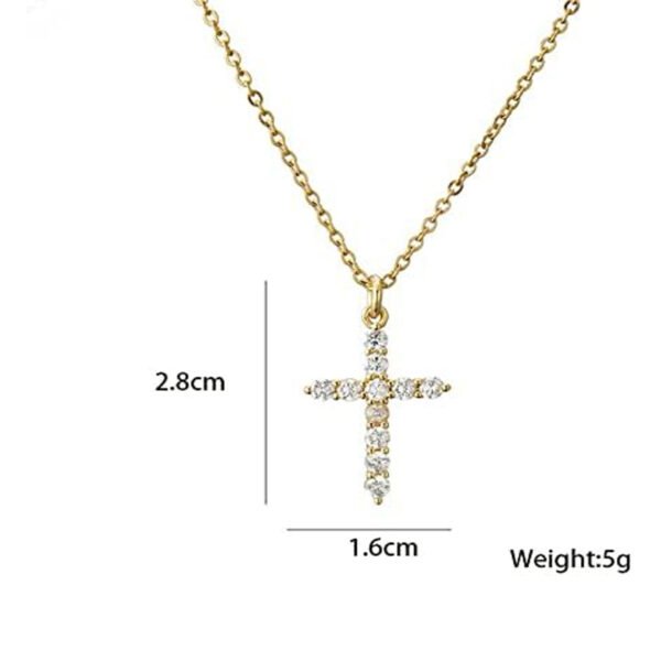 COLORFUL BLING Dainty Cubic Zircon Cross Necklace Sideways Pendant Necklace For Women Gold Silver Cross Jewelry
