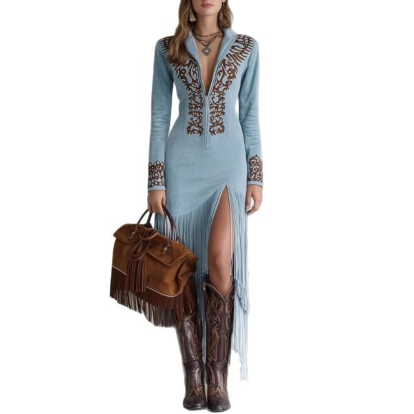 Women's Retro Floral Zipper Dress