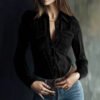Women's Long-sleeve Deerskin Velvet Blouse