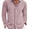 Long Sleeve T-shirt Undershirt Solid Color Long Sleeve Cotton Linen Shirt Men