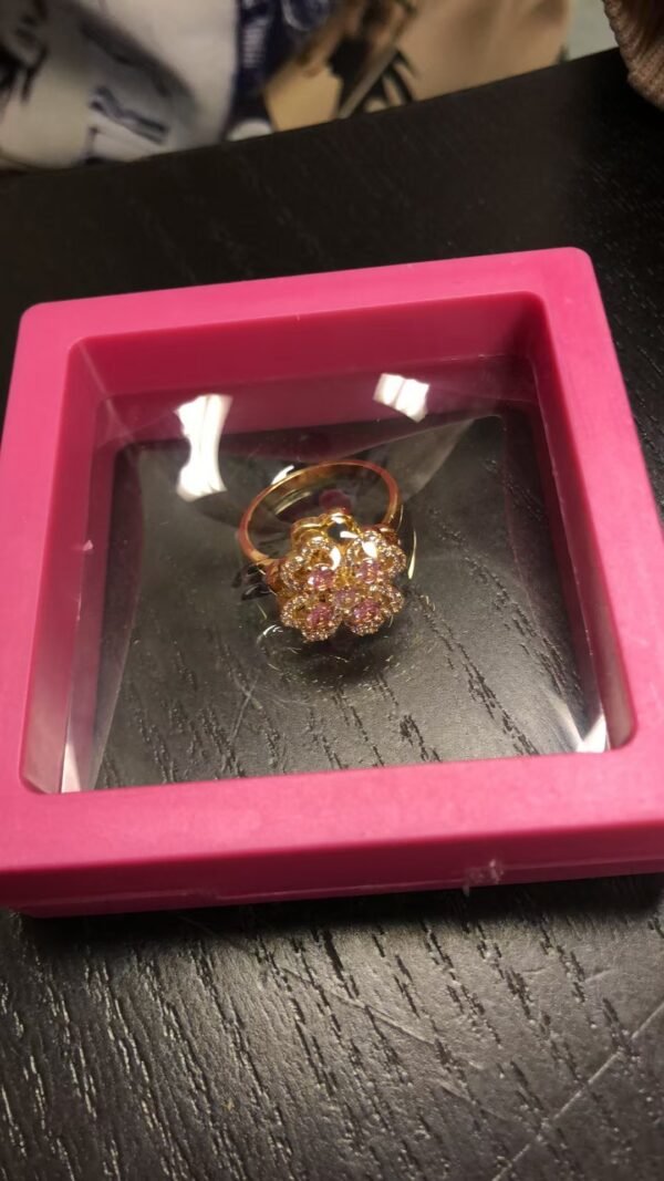 Golden Clover Rotate Rings For Women,Zircon Stainless Steel Open Adjustable Ring Golden Gift Jewelry