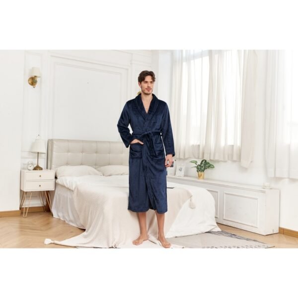 RONGTAI Mens Plush Long Robe Soft And Warm Full Length Bathrobe