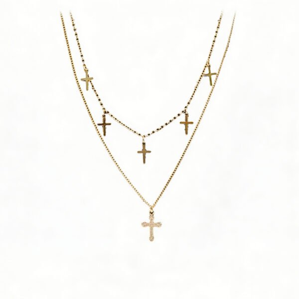 24k Gold Jewelry,Cross Heart Charm Choker Necklace For Women Dainty Layered Lip Chain Necklace Stainless Steel Trendy Jewelry