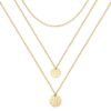 Gold Layered Choker Necklace 14K Gold Plated Bar Coin Charm Pendant Neckalce Delicate Multilayer Choker Necklaces For Women