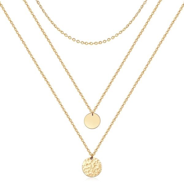 Gold Layered Choker Necklace 14K Gold Plated Bar Coin Charm Pendant Neckalce Delicate Multilayer Choker Necklaces For Women