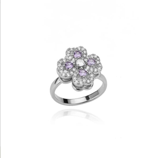 Golden Clover Rotate Rings For Women,Zircon Stainless Steel Open Adjustable Ring Golden Gift Jewelry