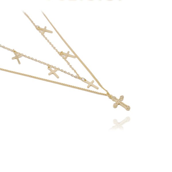 24k Gold Jewelry,Cross Heart Charm Choker Necklace For Women Dainty Layered Lip Chain Necklace Stainless Steel Trendy Jewelry