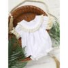 Baby Girl White Lace Romper Soft & Stylish Short Sleeve Bubble Jumpsuit For Wedding Season & Summer