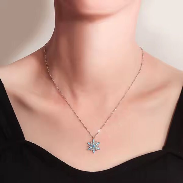 Silver Chain Snowflake Pendant Necklace Made With Austrian Crystals In Silver