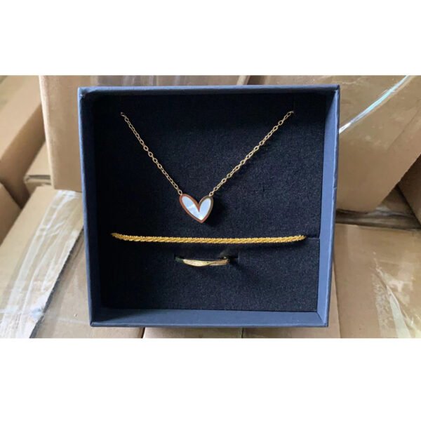 3pcs Golden Accessory Set, Featuring A Trio With A Gold Texture Necklace  Bracelet  Ring, An Elegant And Sophisticated Golden Ensemble