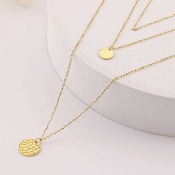 Gold Layered Choker Necklace 14K Gold Plated Bar Coin Charm Pendant Neckalce Delicate Multilayer Choker Necklaces For Women