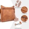 Crossbody Bags For Women With 2 Adjustable Straps Multi Pocket Small Cross Body Purse-Brown