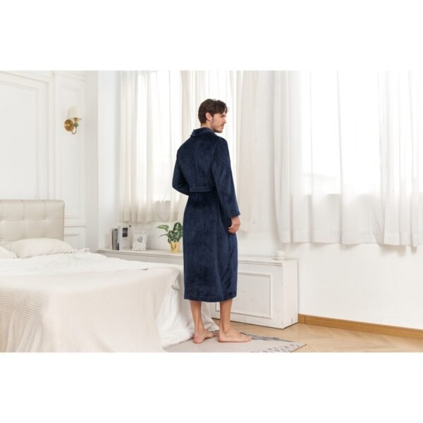 RONGTAI Mens Plush Long Robe Soft And Warm Full Length Bathrobe