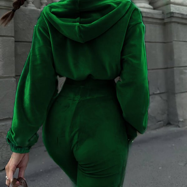 Women's Autumn New Casual Velvet High-Waist Top And Flared Pants Two-Piece Set