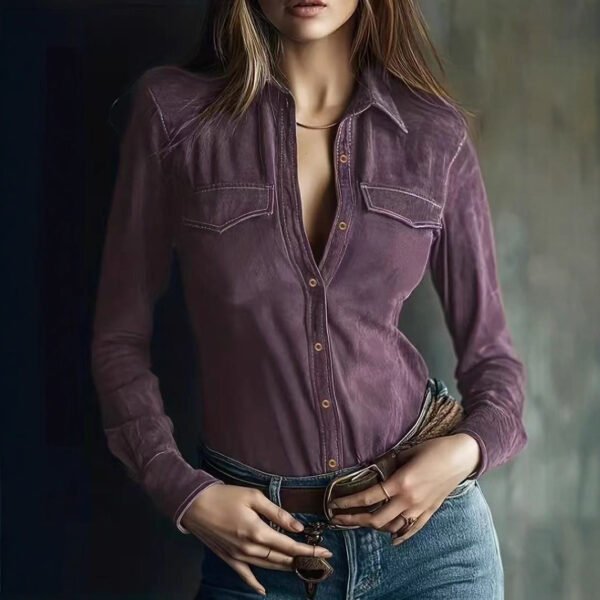 Women's Long-sleeve Deerskin Velvet Blouse