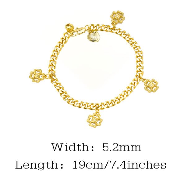 24K Gold Filled Bracelet For Women, FourLeaf Clover Round, Valentines Day Gifts