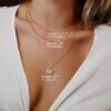 Hammered Coin Layered Necklace Set 14K Real Gold Plated Ball Chain Choker Necklace For Women