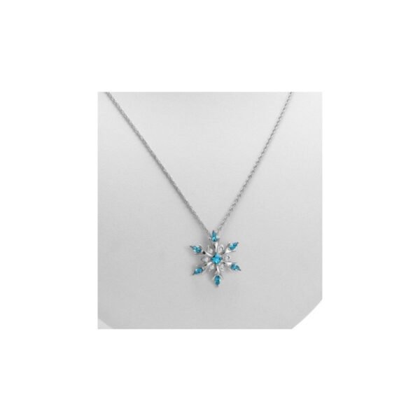 Silver Chain Snowflake Pendant Necklace Made With Austrian Crystals In Silver