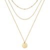 Hammered Coin Layered Necklace Set 14K Real Gold Plated Ball Chain Choker Necklace For Women