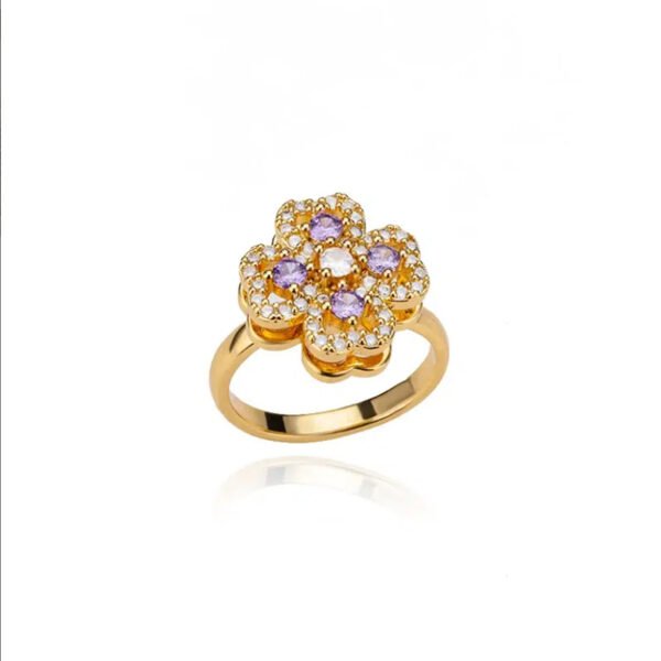 Rotate Rings For Women,Zircon Stainless Steel Open Adjustable Ring  Gift Jewelry