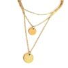 Gold Layered Choker Necklace 14K Gold Plated Bar Coin Charm Pendant Neckalce Delicate Multilayer Choker Necklaces For Women
