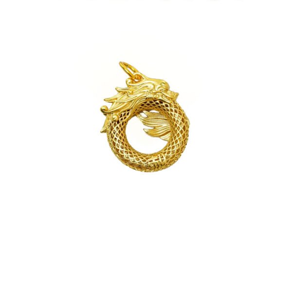 24k Gold Jewelry,Necklace Ouroboros Dragon Eating Its Own Tail Ancient Symbol Of Infinity Double Sided Pendant Necklace