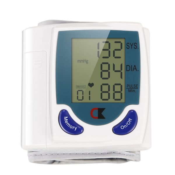 1Pc Blood Pressure Monitor Wrist Digital High Blood Pressure Cuff Heartbeat Tester With 60 Reading Memory 1.8 Inches LCD Screen Storage Box