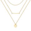 3pcs Dainty Layered Choker Necklace, Handmade 14K Gold Plated Y Pendant Necklace Multilayer Bar Disc Necklace Adjustable Layering Choker Necklaces For Women