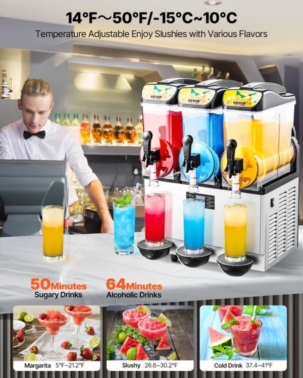 Commercial Slushy Machine 15Lx3 Tank Margarita Smoothie Frozen Drink Maker