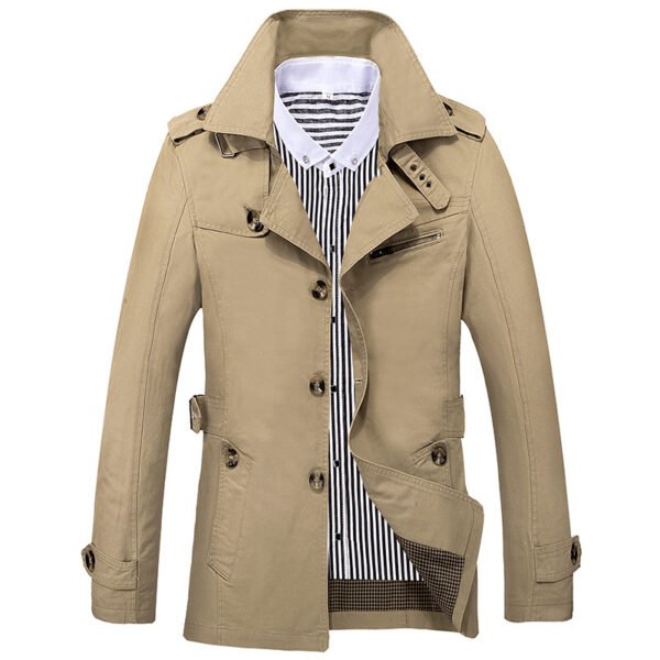 Men's Fashion Casual Solid Color Trench Coat