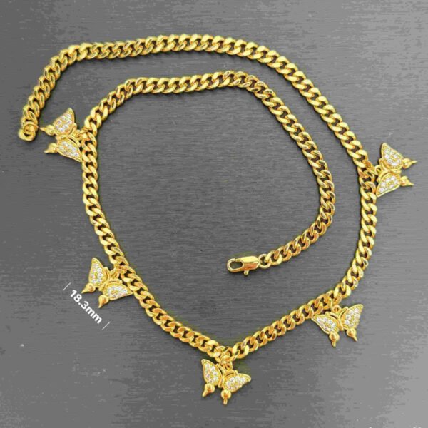 24K Gold Over Butterfly Design Jewelry, Micro-Inlaid Mossanite Women's Tennis Necklace, Effortless Grace For Her Delicate Neck