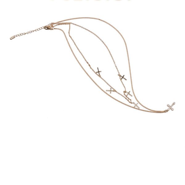 24k Gold Jewelry,Cross Heart Charm Choker Necklace For Women Dainty Layered Lip Chain Necklace Stainless Steel Trendy Jewelry