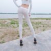 Female Solid Color Casual Versatile High-waisted Sheer Leggings