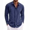 Long Sleeve T-shirt Undershirt Solid Color Long Sleeve Cotton Linen Shirt Men