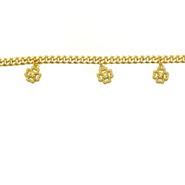 24K Gold Filled Bracelet For Women, FourLeaf Clover Round, Valentines Day Gifts
