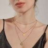 Gold Layered Choker Necklace 14K Gold Plated Bar Coin Charm Pendant Neckalce Delicate Multilayer Choker Necklaces For Women