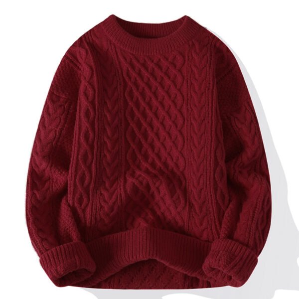 Autumn And Winter New Men's Twist Sweater Casual Round Neck Pullover Top