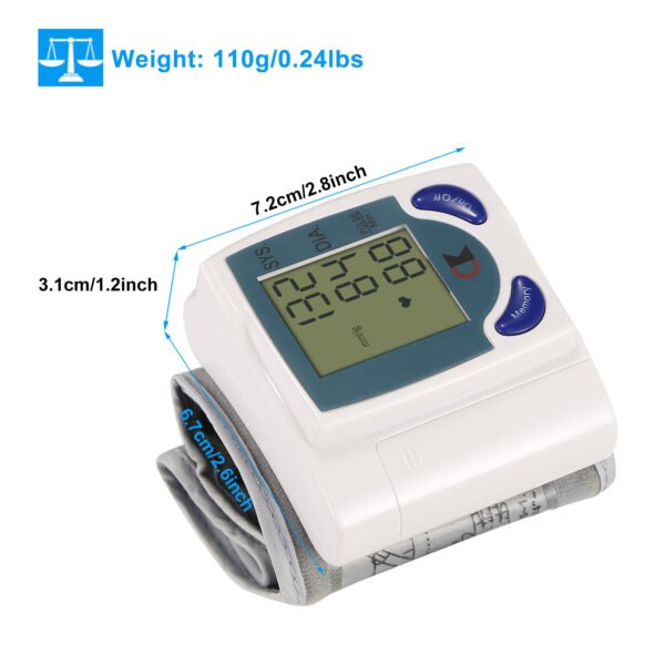 1Pc Blood Pressure Monitor Wrist Digital High Blood Pressure Cuff Heartbeat Tester With 60 Reading Memory 1.8 Inches LCD Screen Storage Box