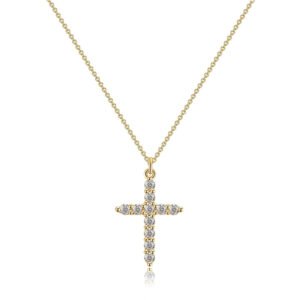 COLORFUL BLING Dainty Cubic Zircon Cross Necklace Sideways Pendant Necklace For Women Gold Silver Cross Jewelry
