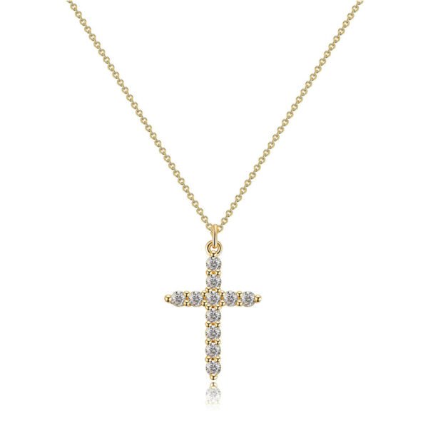 COLORFUL BLING Dainty Cubic Zircon Cross Necklace Sideways Pendant Necklace For Women Gold Silver Cross Jewelry