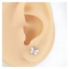 Butterfly Whisper 1 Pair Of Women's Earrings, Butterfly Shaped Earrings, Stainless Steel Zircon Earrings With Flowers, Crystal Clusters Blooming