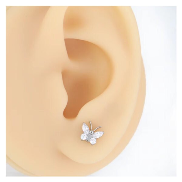 Butterfly Whisper 1 Pair Of Women's Earrings, Butterfly Shaped Earrings, Stainless Steel Zircon Earrings With Flowers, Crystal Clusters Blooming