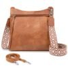 Crossbody Bags For Women With 2 Adjustable Straps Multi Pocket Small Cross Body Purse-Brown