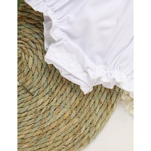 Baby Girl White Lace Romper Soft & Stylish Short Sleeve Bubble Jumpsuit For Wedding Season & Summer