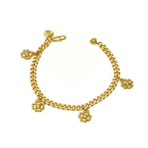 24K Gold Filled Bracelet For Women, FourLeaf Clover Round, Valentines Day Gifts