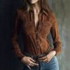 Women's Long-sleeve Deerskin Velvet Blouse