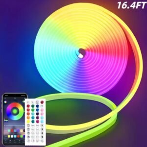 f5addb26-0def-4a39-8f9b-331ca0d567ae.jpg RGB Neon LED Strip Lights, 16.4Ft Led Neon Rope Lights With App Remote Control, Music Sync,Waterproof, Flexible DIY Lights Design For Bedroom, Living, Gaming Room, Party Decor