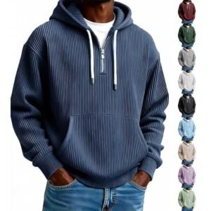 f7d6e3e4-58ee-417e-b597-c879bcba8c8e.jpg Men's Solid-Colored Corduroy Long-Sleeve Hoodie For Sports And Casual Wear